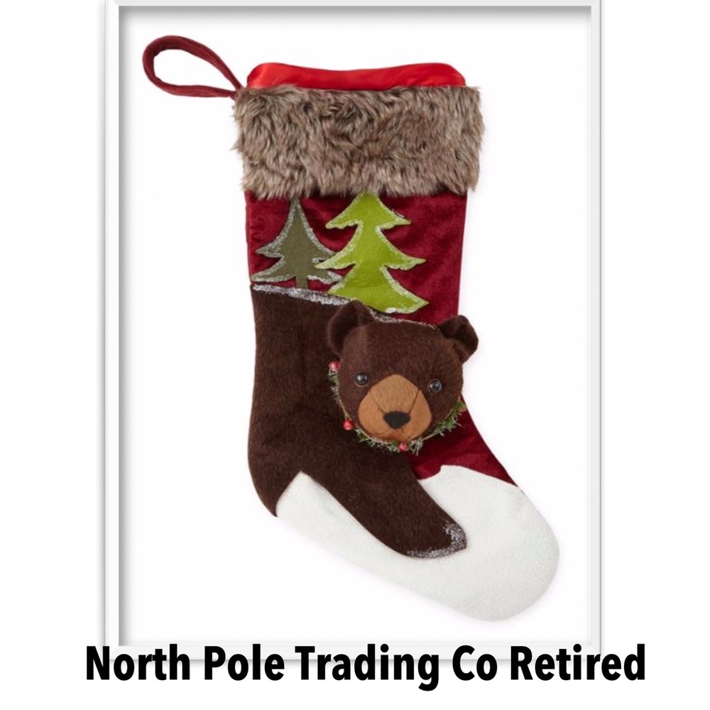 NEW Stocking North Pole Trading Co Bear - Vintage NWT
